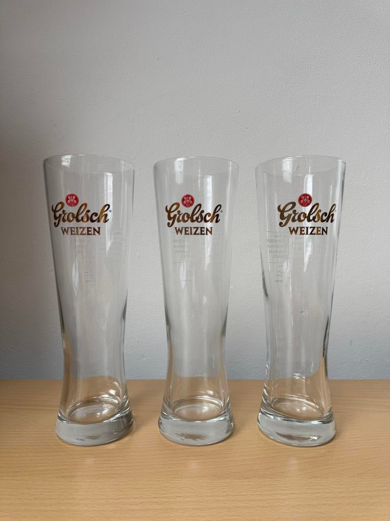 Set van 3 Grolsch Weizen 0,5 liter bierglazen, Ophalen, Zo goed als nieuw