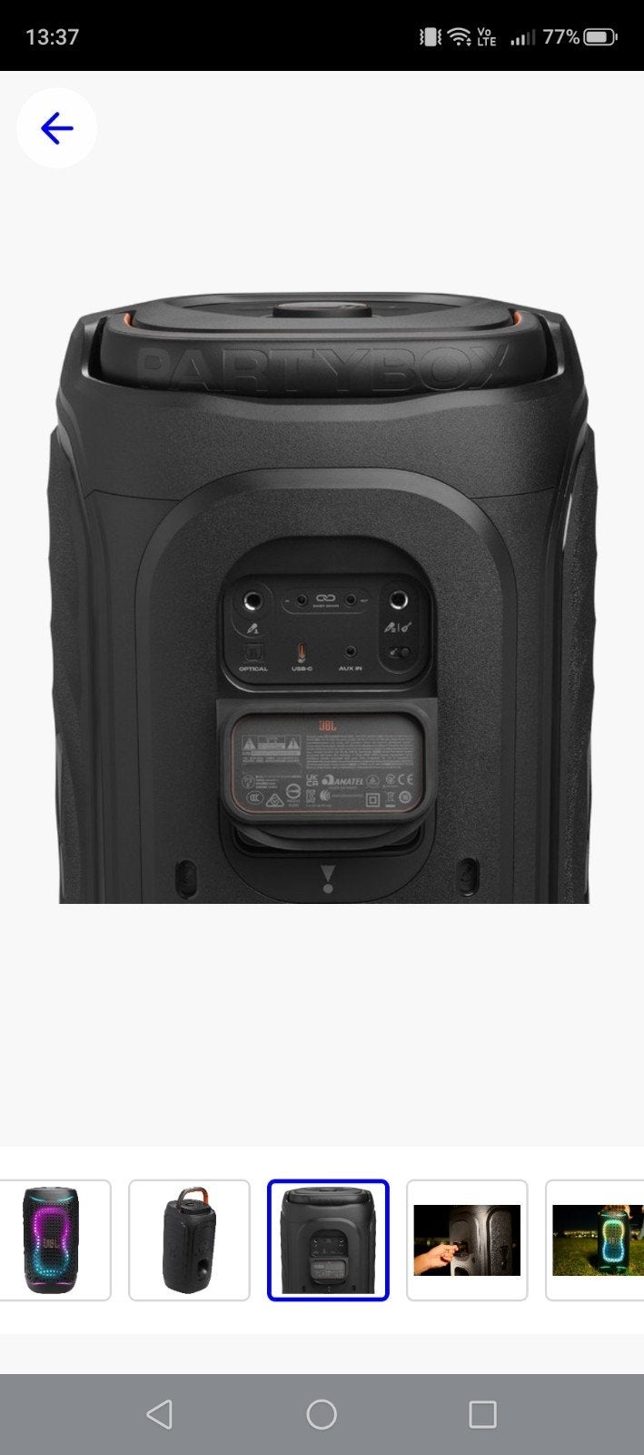 JBL Partybox 130 - Krachtige Party Speaker met Lichteffecten, JBL, Party speaker, Zo goed als nieuw, Bluetooth