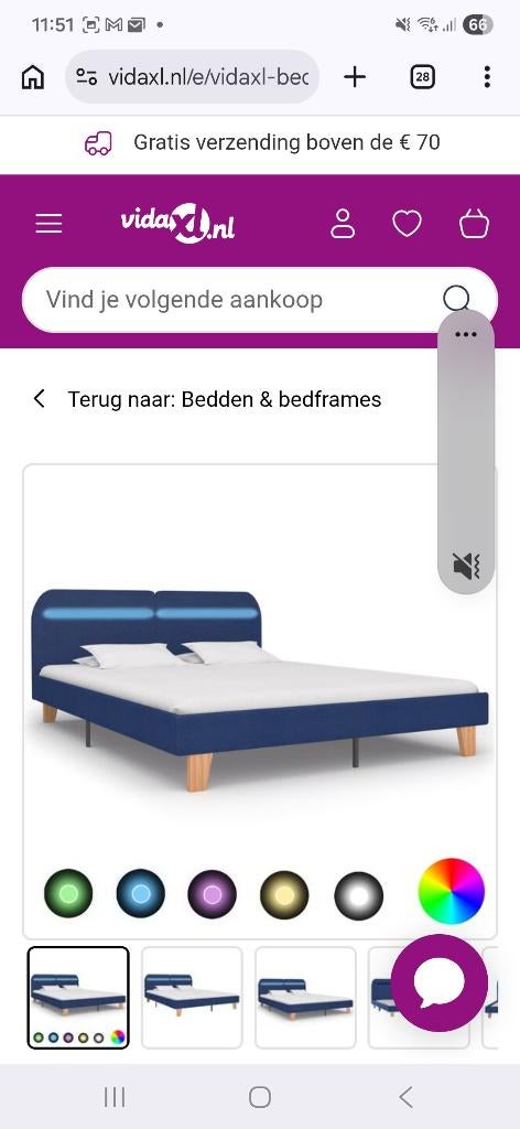 Blauw bed, stof, 140x200, Ophalen, Blauw, Tweepersoons, 140 cm