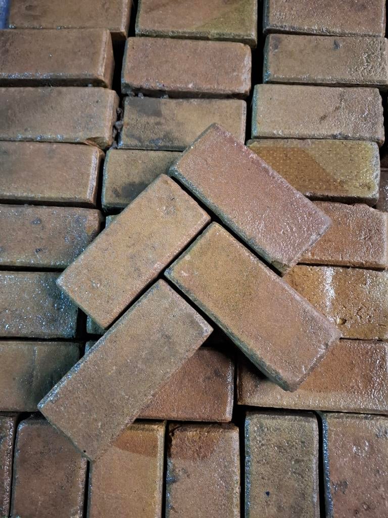 36m² gebakken platsteen oker geel, gebruikt, op pallet, Tuin en Terras, Tegels en Klinkers, Ophalen of Verzenden, Beton, Terrastegels