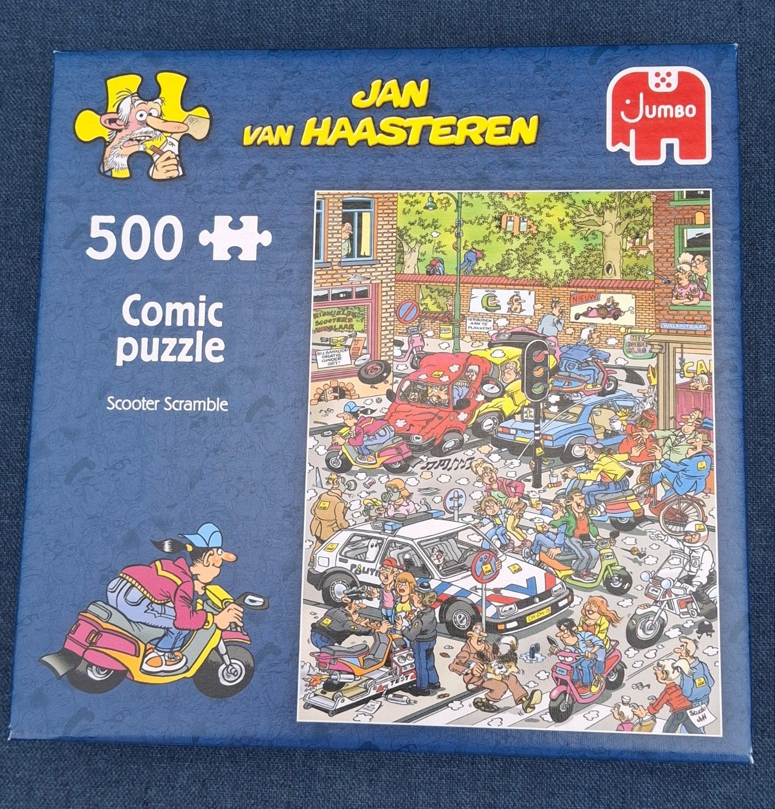 Jan van Haasteren Puzzel Scooter Scramble 500 stukje, Ophalen of Verzenden, 500 t/m 1500 stukjes, Zo goed als nieuw