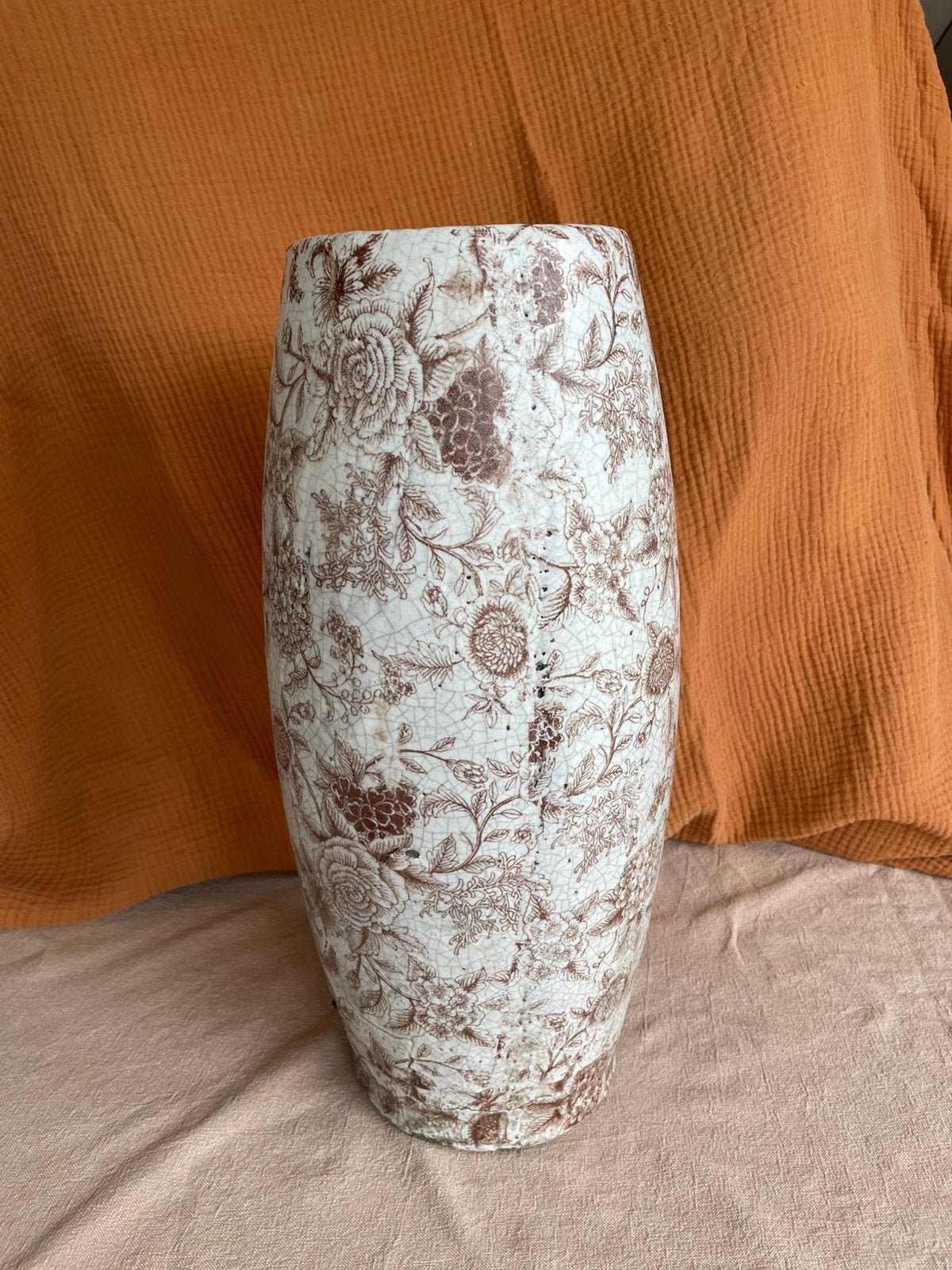 Grote vintage vaas 48,5 cm | chinoiserie / craquelé, Ophalen, Gebruikt, Bruin, 48 cm