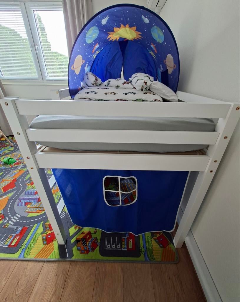 Halfhoogslaper met glijbaan en speeltent, Kinderen en Baby's, Kinderkamer | Stapelbedden en Hoogslapers, Ophalen of Verzenden