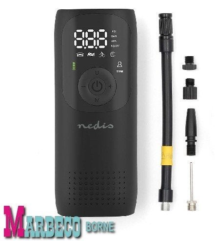Oplaadbare Luchtcompressor, Mobiele Luchtdruk 0.1 - 10.3 Bar, Mobiel, Nedis, 6 tot 10 bar, Nieuw
