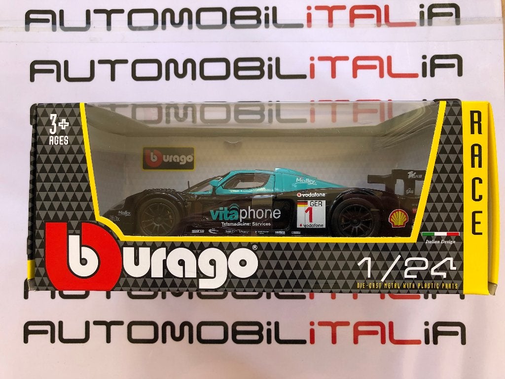 Maserati MC12 Vitaphone #1 Celeste-zwart BBurago 1:24, Ophalen of Verzenden, Nieuw, Auto, Bburago