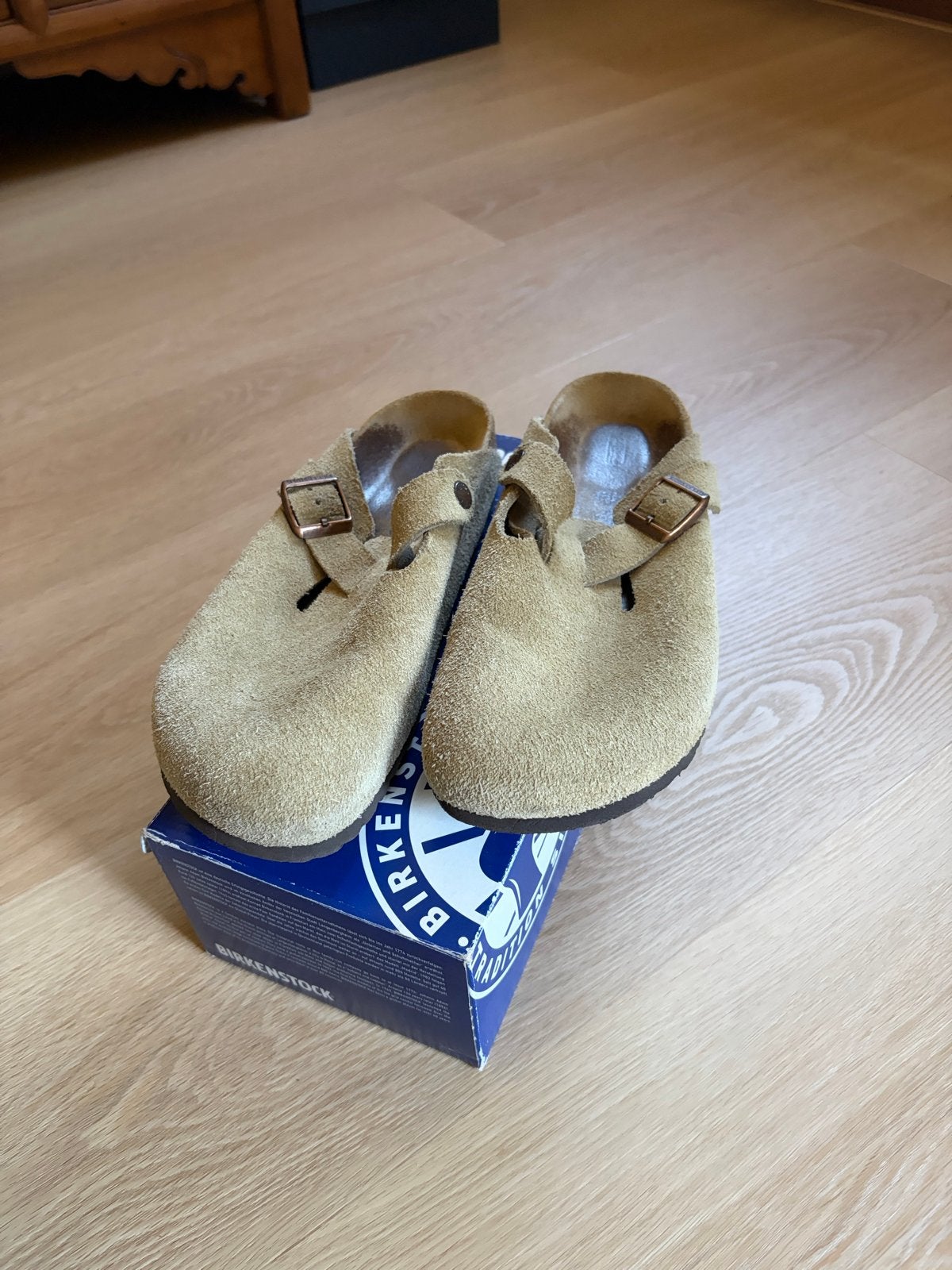Birkenstock taupe Boston klompen – Maat 43, Overige kleuren, Klompen, Ophalen of Verzenden, Gedragen