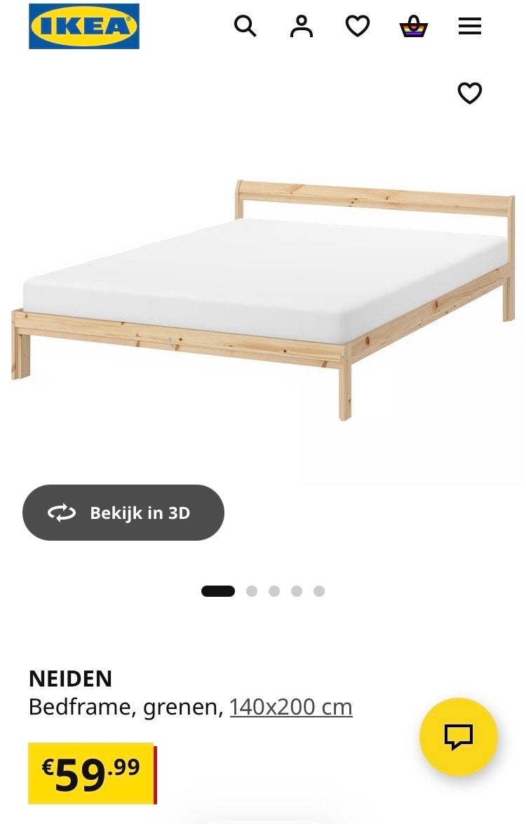 IKEA Bedframe 140x200 cm met 2 lattenbodems, Huis en Inrichting, Slaapkamer | Bedden, Ophalen, Overige kleuren, Tweepersoons, 140 cm