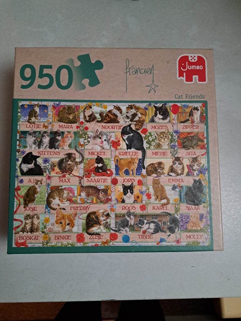 francien katten puzzel 950 stukjes nieuw, Ophalen of Verzenden, 500 t/m 1500 stukjes, Nieuw