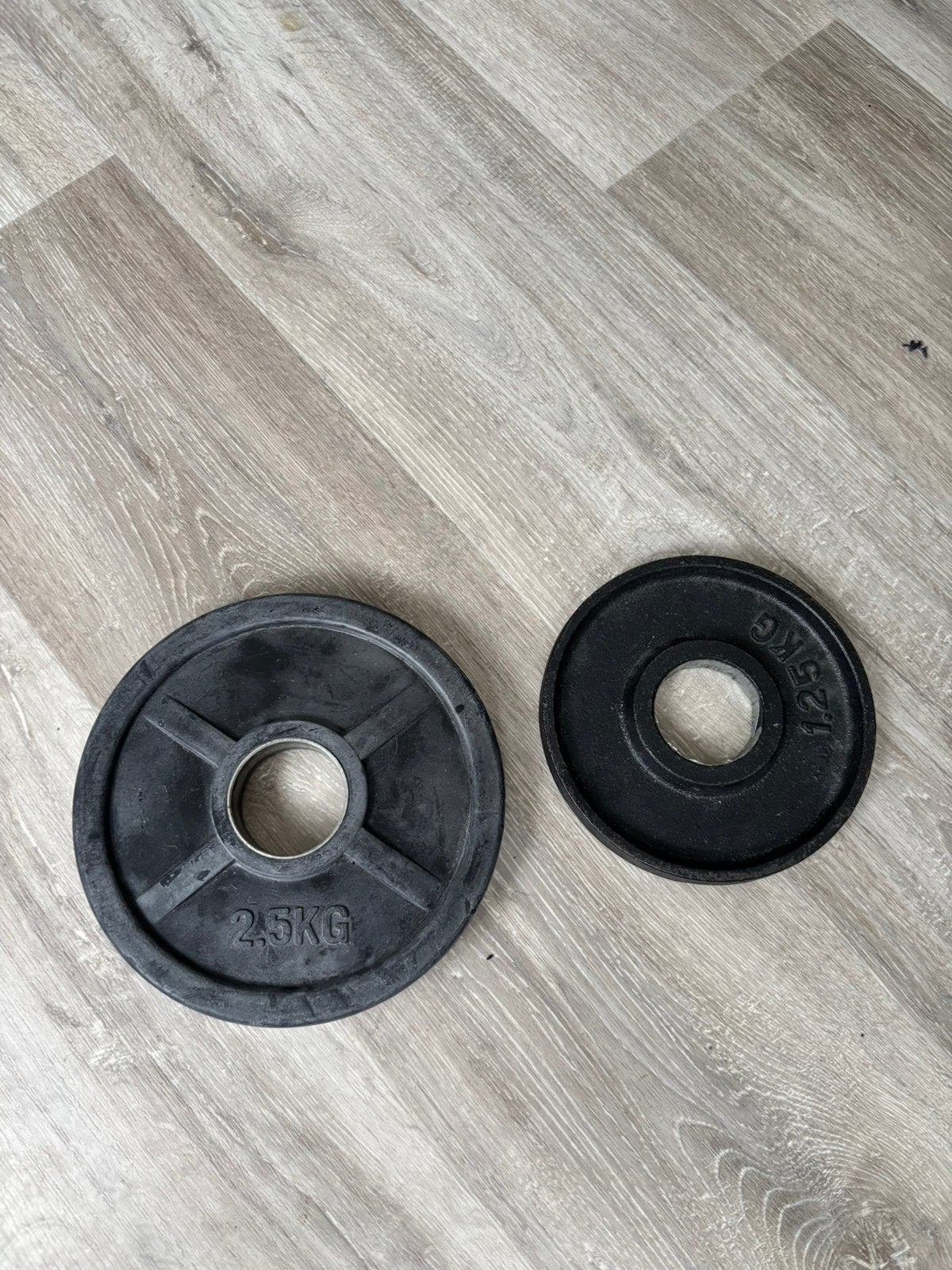 Halterschijven 6 x 2,5 kg en 2 x 1,25 kg, Ophalen, Zo goed als nieuw
