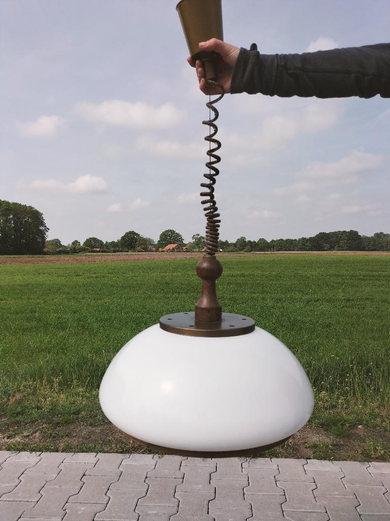 Vintage/ Retro Steinhauer trekpendel hang lamp #2, Ophalen of Verzenden, Gebruikt, Hout