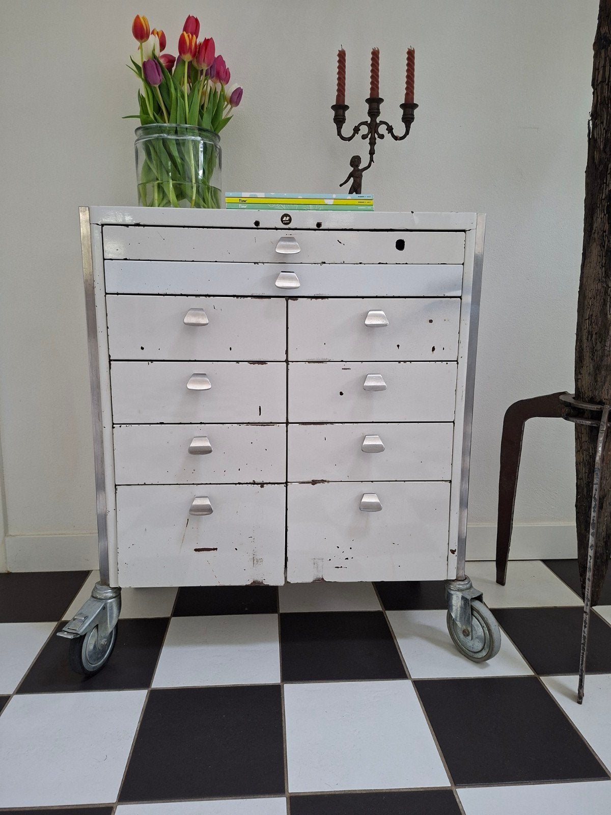 Vintage medische ladenkast instrumentenkast, Huis en Inrichting, Kasten | Ladekasten, Ophalen, Gebruikt, 25 tot 50 cm, Minder dan 100 cm