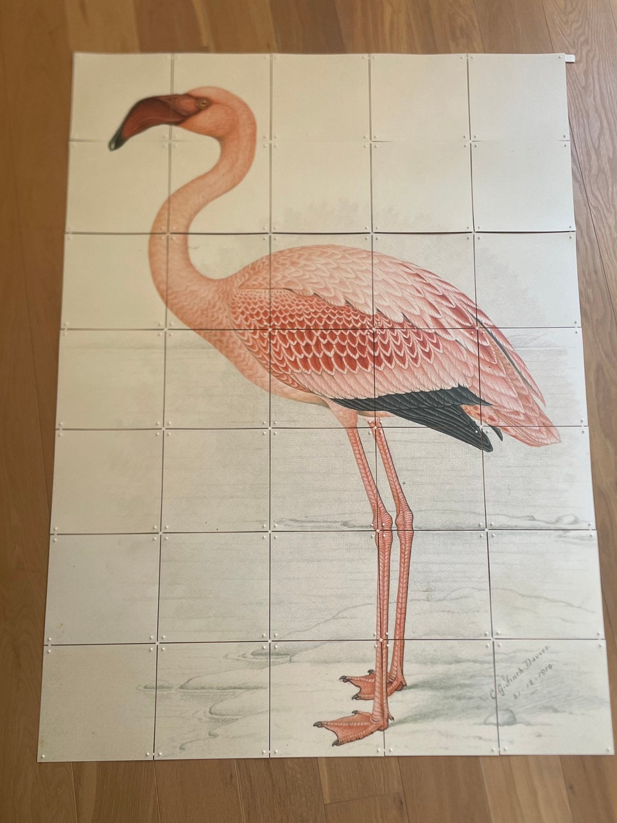 Wanddecoratie IXXI Flamingo - Vintage Stijl Wandpaneel, Ophalen, Gebruikt, Vintage, Papier/karton
