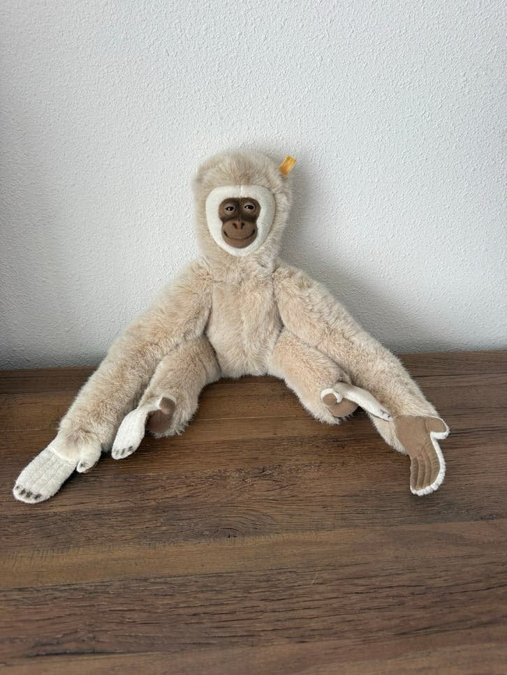 Steiff aap knuffel - Zo goed als nieuw, Overige merken, Ophalen of Verzenden, Beige, Aap