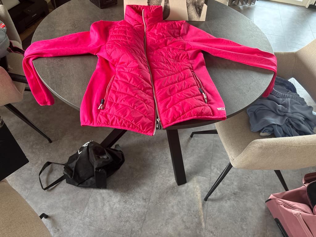 Roze gewatteerde jas met fleece mouwen, Ophalen, Zo goed als nieuw, Maat 38/40 (M), Roze