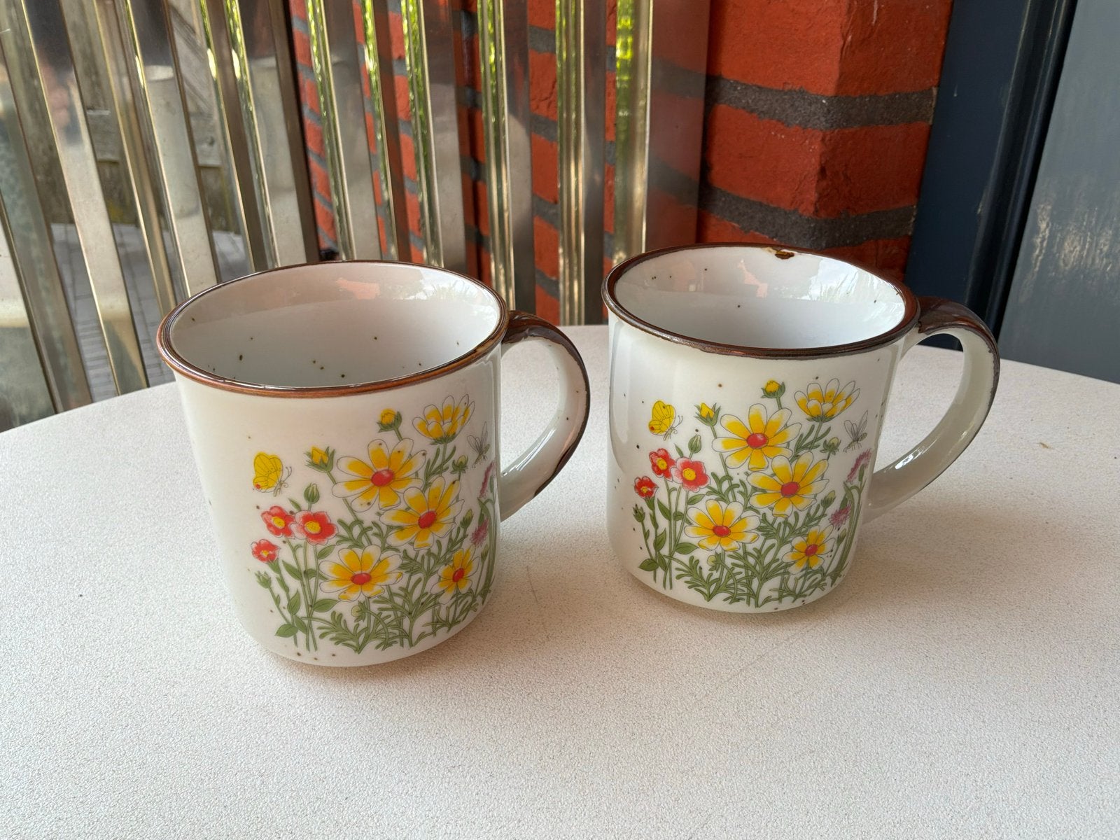 Set van 2 vintage Japanse bloemenmokken, Ophalen of Verzenden