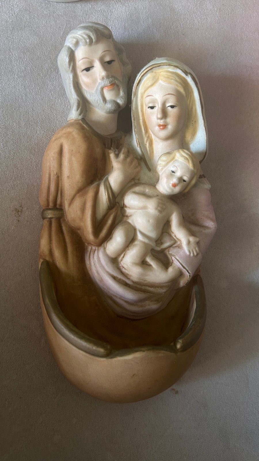 Vintage Heilig Waterbakje - Maria, Jozef en Jezus (1960), Antiek en Kunst, Antiek | Religie, Verzenden