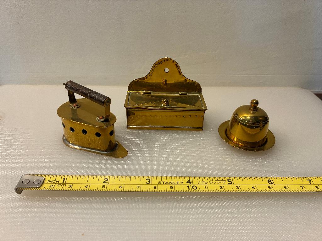 Set van 3 messing miniaturen – jaren ’50/’60 vintage, Antiek en Kunst, Ophalen of Verzenden, Koper