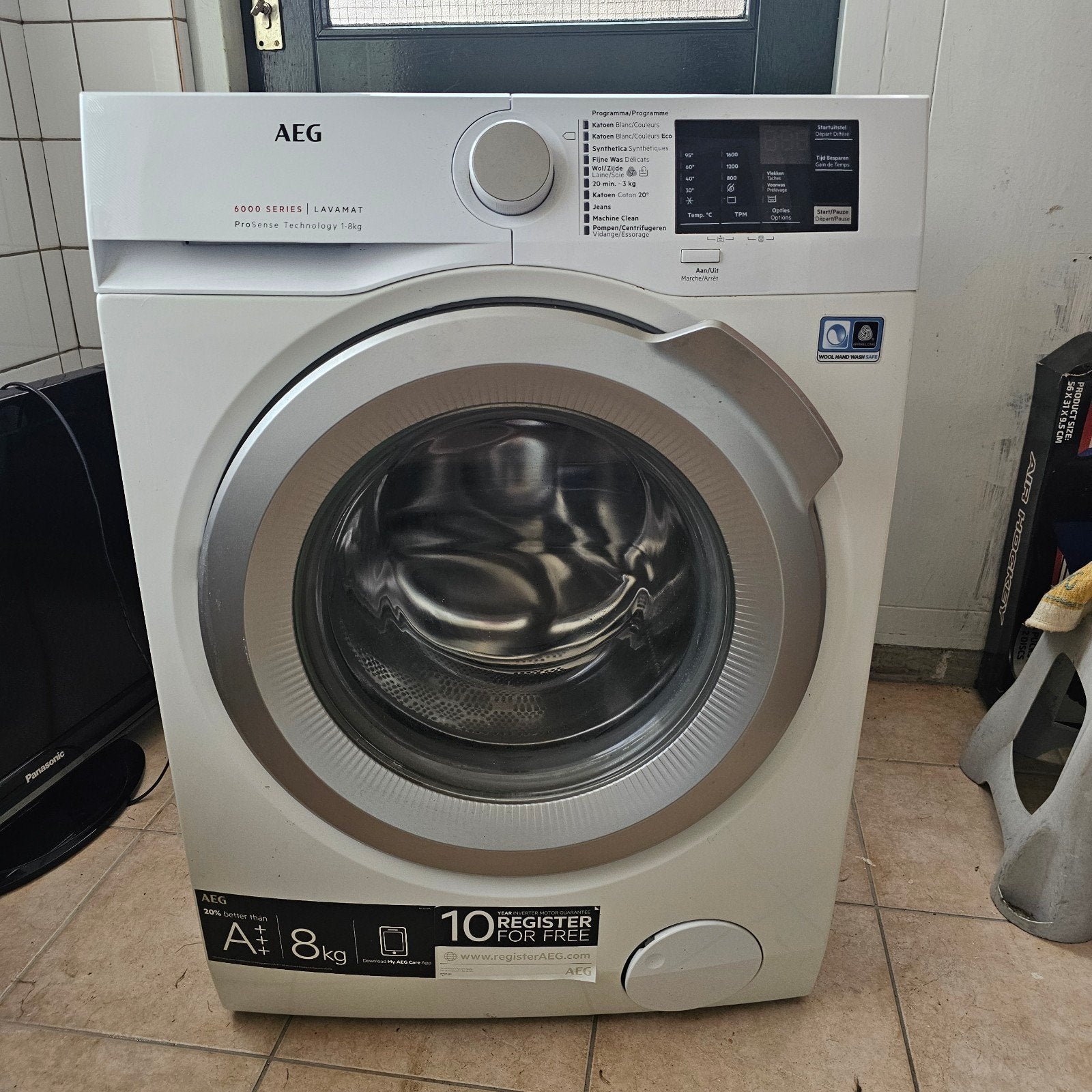 AEG 6000 Series Lavamat ProSense Technology 8kg Wasmachine, Witgoed en Apparatuur, Ophalen, 8 tot 10 kg, Voorlader, Energieklasse A of zuiniger