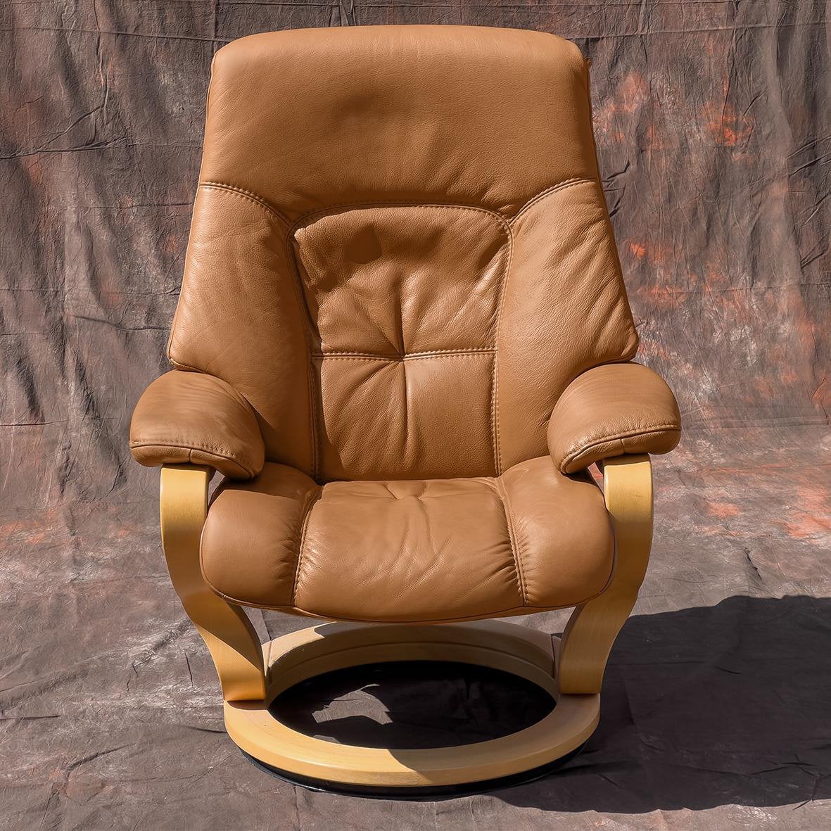 Leren verstelbare relax fauteuil op draaipoot, Ophalen, Relax, Gebruikt, Minder dan 75 cm