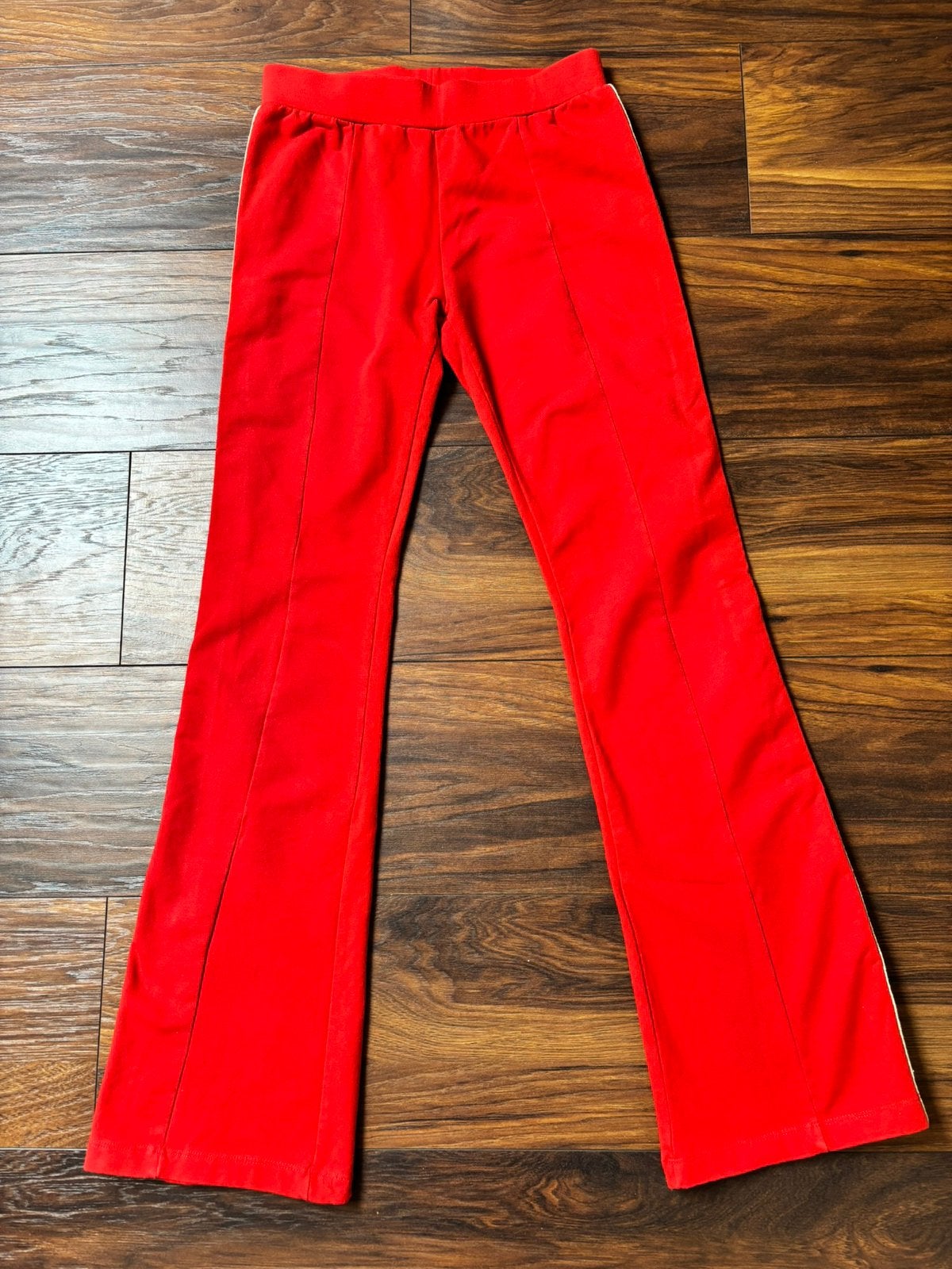 WE flared broek maat 164 – rood met glitter bies, Ophalen of Verzenden, Zo goed als nieuw, Meisje, Broek