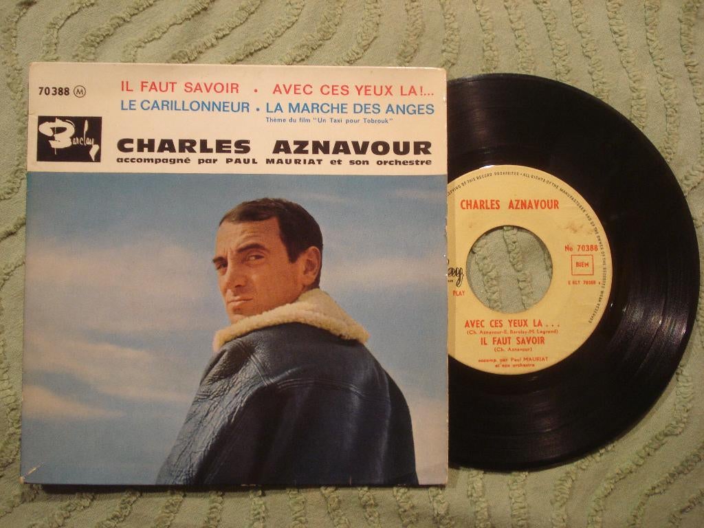 Charles Aznavour 7" Vinyl EP: ‘Il faut savoir’ (België), 7 inch, Ophalen of Verzenden, Zo goed als nieuw, Pop