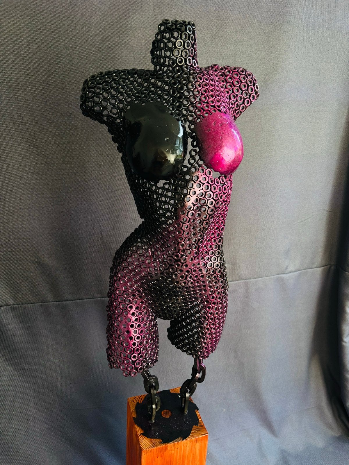 Unieke metalen torso vrouw metaal, Ophalen, Handgemaakt, 1 meter - 2 meter, Beeld