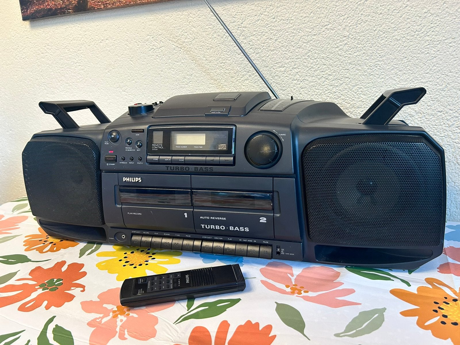 Vintage Philips AZ8404/20 Turbo Bass Boombox Getoblaster, Ophalen of Verzenden, Gebruikt, Radio, Met cd-speler