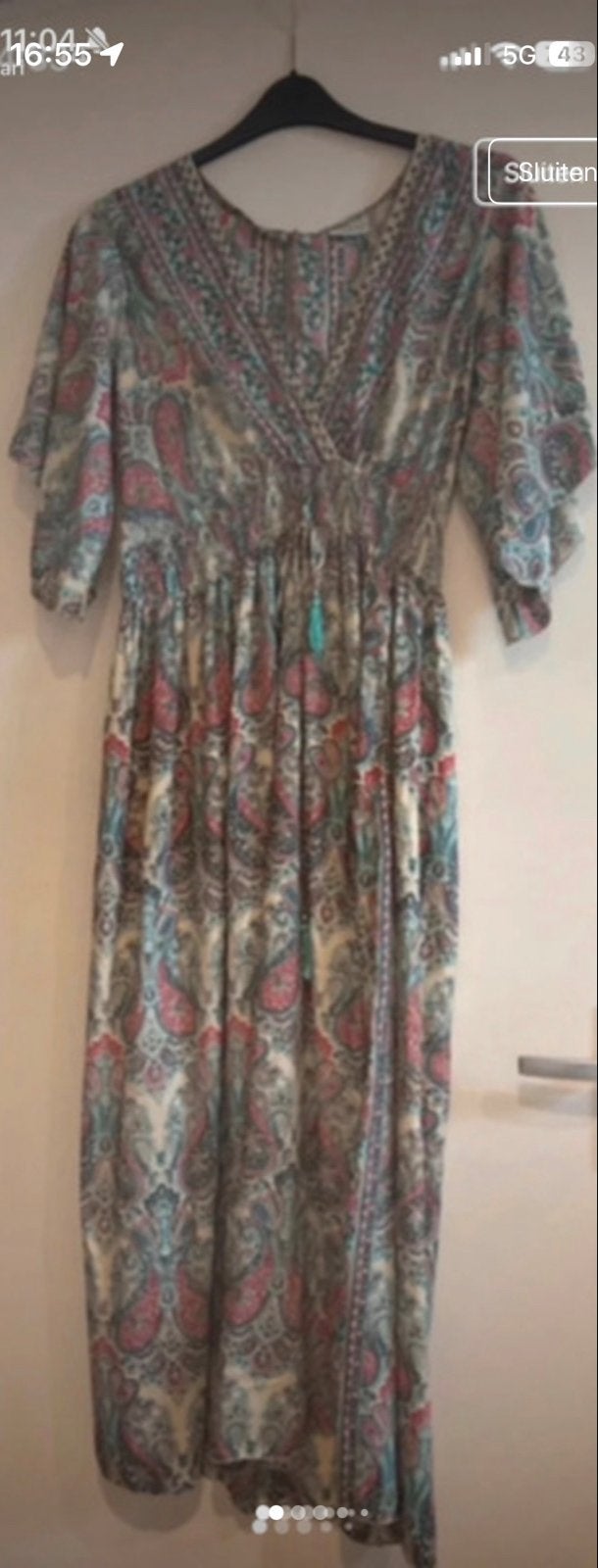 Boho Maxi Jurk met Paisley Print - one size, Maat 38/40 (M), Meerkleurig, Ophalen of Verzenden, Zo goed als nieuw