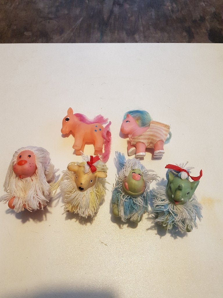 vintage dier figuren, gummi met wol haren, jaren 80., Ophalen of Verzenden, Zo goed als nieuw