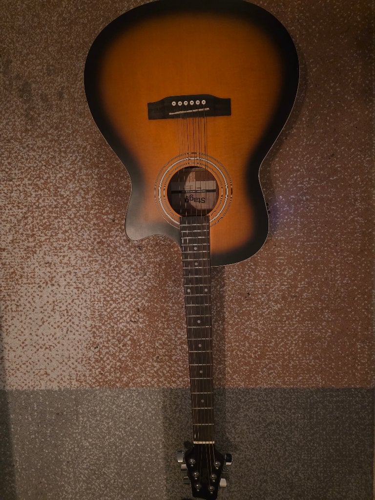 Stagg SA30AXE-BS elektrisch akiestische western gitaar, Ophalen, Zo goed als nieuw, Hollow body, Overige merken