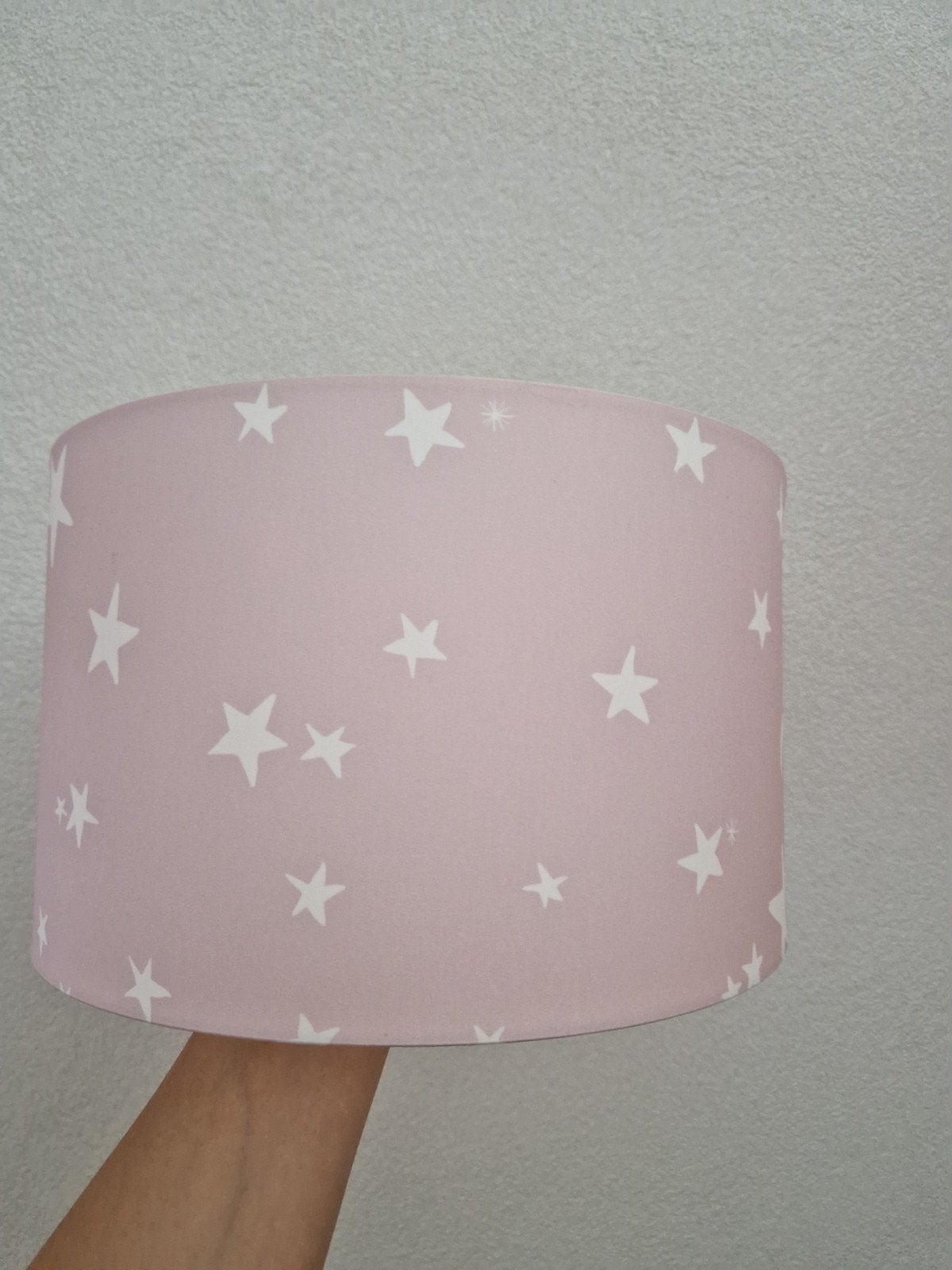 Lampenkap roze met witte sterewn, Huis en Inrichting, Lampen | Lampenkappen, Rond, 30 cm, Roze, Ophalen