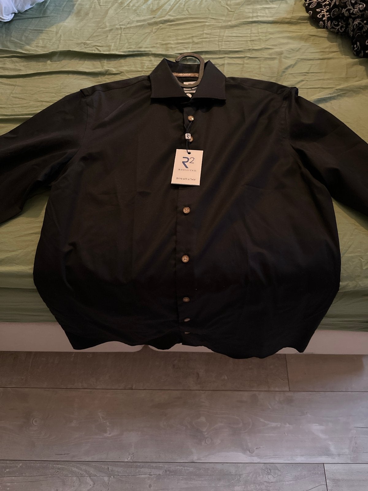 R2 Amsterdam Zwart Overhemd - Nieuw met label, Ophalen of Verzenden, Nieuw, Zwart, Overige halswijdtes