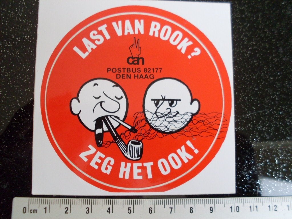 sticker can logo last van rook? zeg het ook! roken tabak, Verzamelen, Verzenden, Zo goed als nieuw, Bedrijf of Vereniging