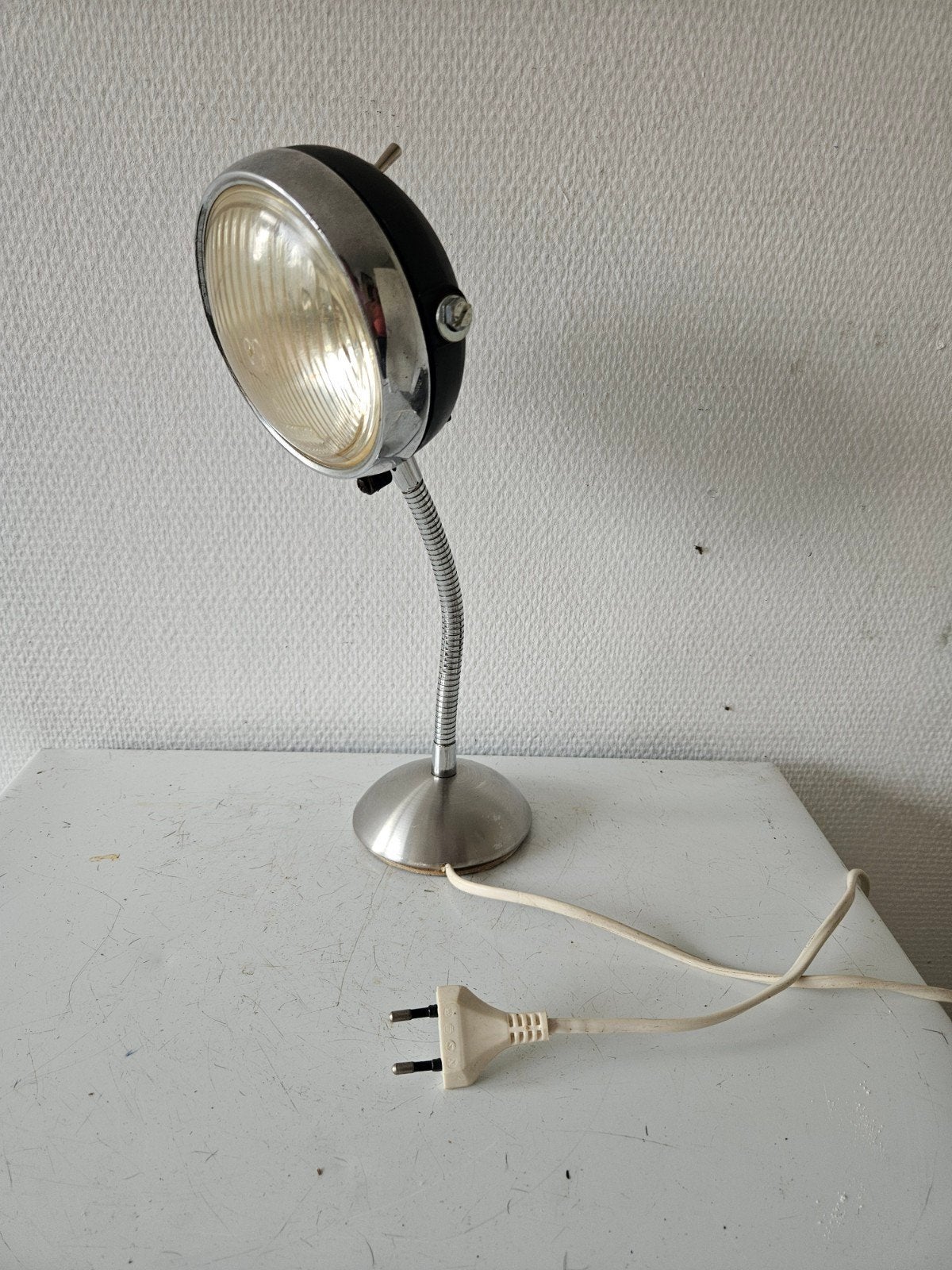 Vintage Koplamp Bureaulamp - Uniek Design, Antiek en Kunst, Ophalen of Verzenden