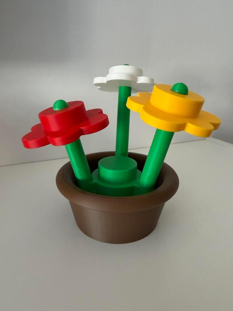Grote 3D geprinte bloemen in pot, Lego stijl, Binnen, Kunstbloem, Nieuw, Ophalen of Verzenden