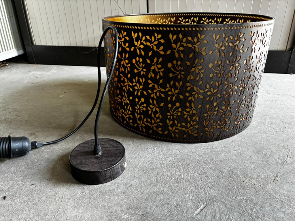 Bruine lampenkap, Ophalen of Verzenden, Zo goed als nieuw, Rond, 25 tot 50 cm