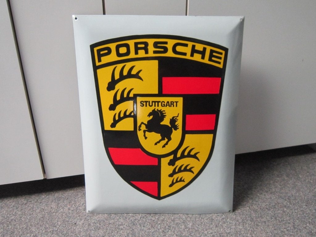 PORSCHE EMAILLE RECLAMEBORD, Verzamelen, Ophalen, Zo goed als nieuw, Reclamebord