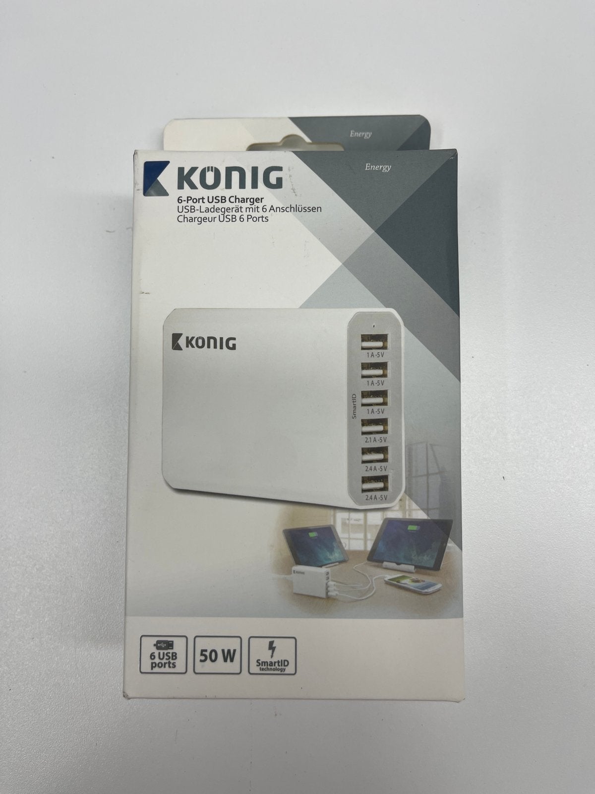 Partij 12x Konig 6-poorts USB laders 50W CS100UW001WH, Telecommunicatie, Mobiele telefoons | Telefoon-opladers, Universeel, Oplaadstation