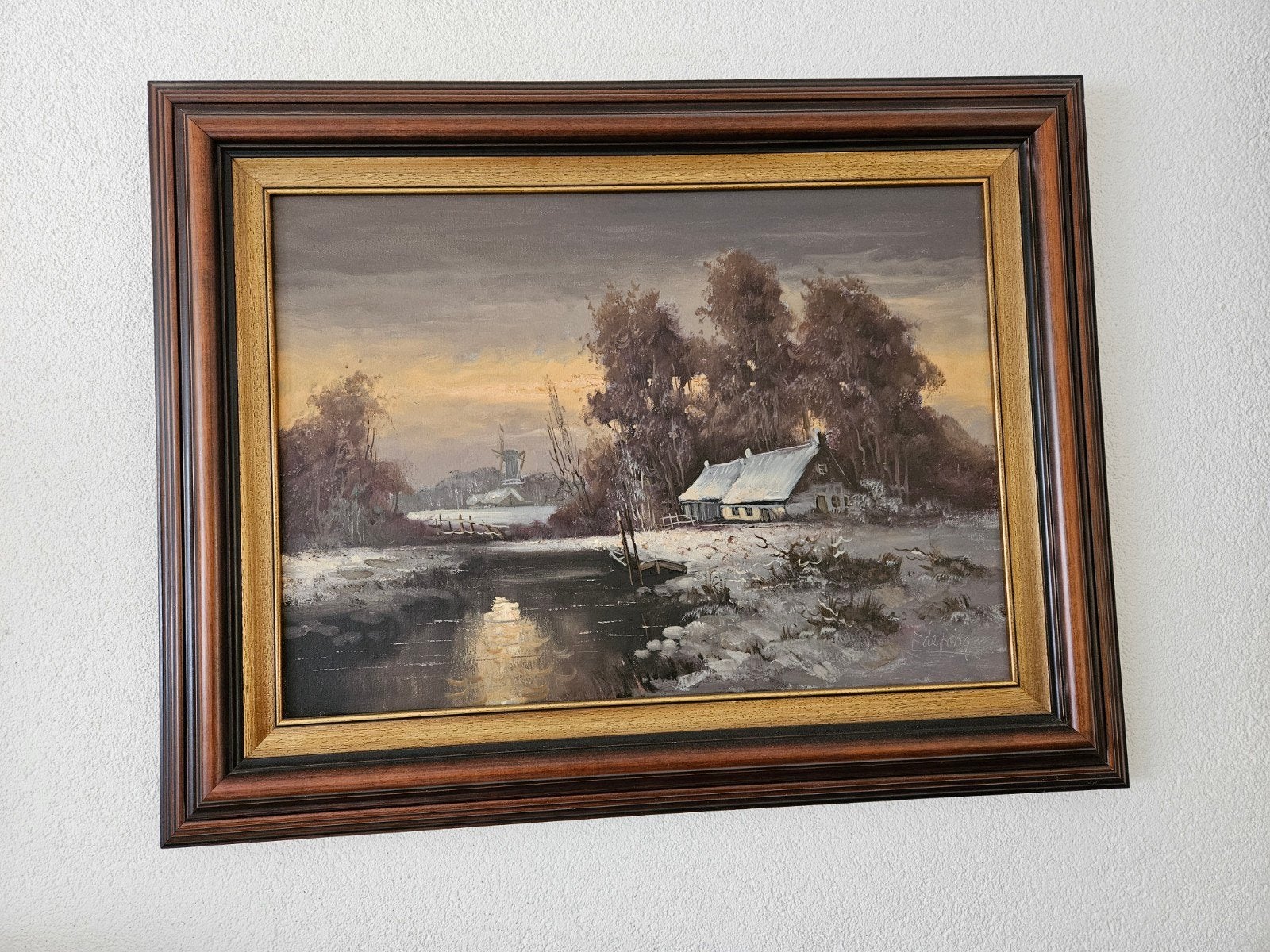Winters Landschap Olieverfschilderij door F. de Jong, Antiek en Kunst, Kunst | Schilderijen | Klassiek, Ophalen of Verzenden
