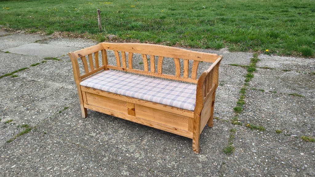 Grenen klepbank brocante, Ophalen