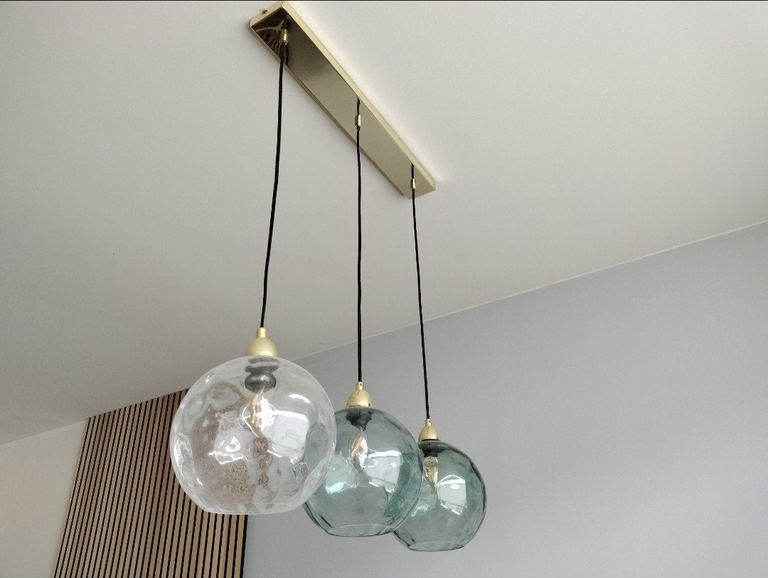 Hanglamp Ilaria - 3 lichtpunten - Gekleurd glas, Ophalen, Nieuw, Glas, Modern, Scandinavisch