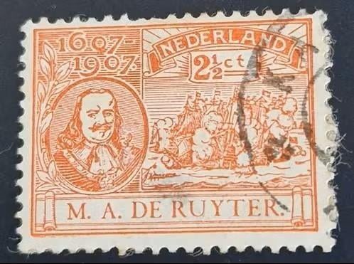 Nederland 1907 - nvph 89 - Michiel de Ruyter ( zwakke plek ), Postzegels en Munten, Verzenden, T/m 1940, Gestempeld