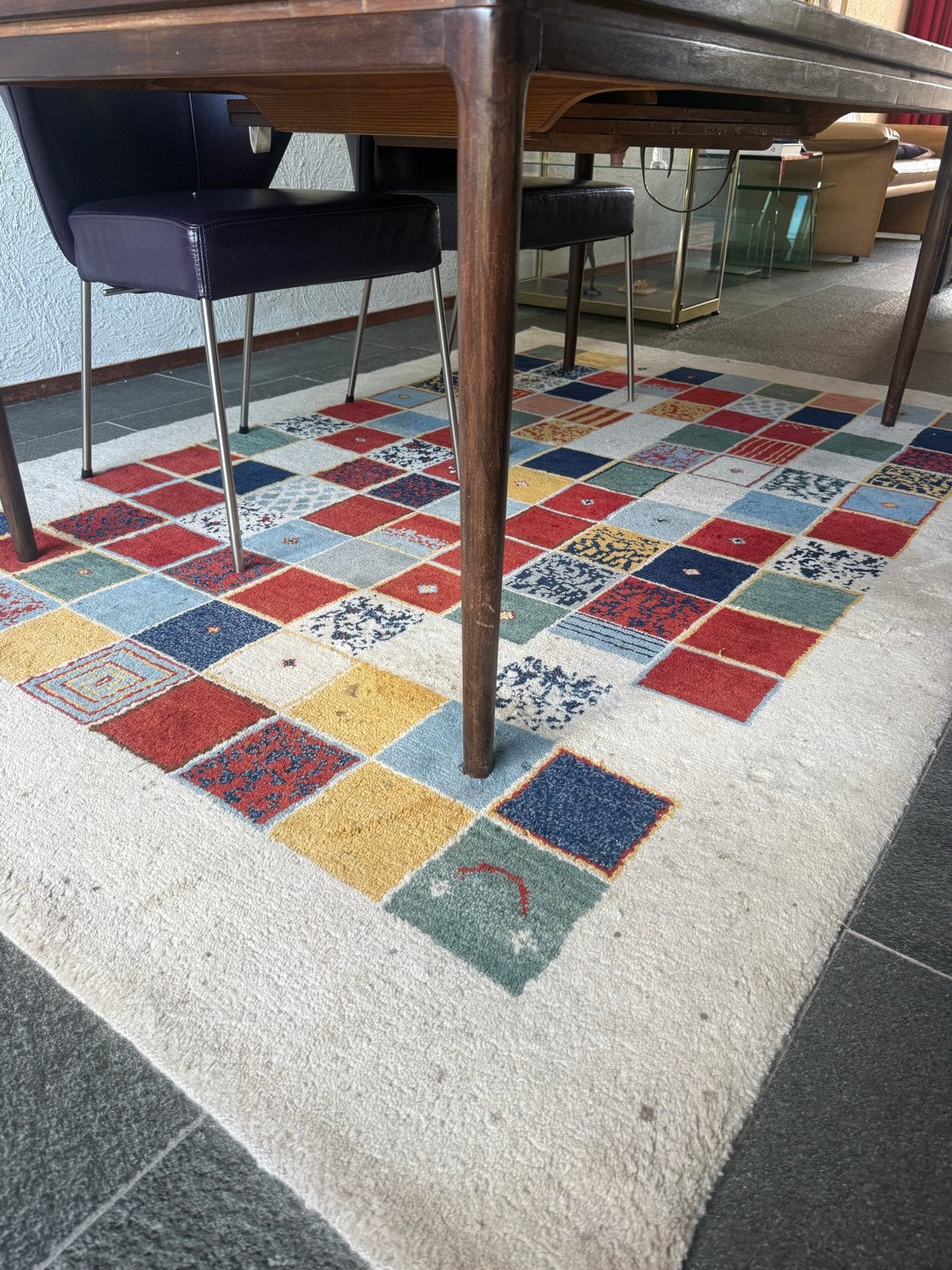 Handgemaakt Azeri Yun vloerkleed, kleurrijk patchwork, Ophalen, 150 tot 200 cm, 200 cm of meer, Zo goed als nieuw