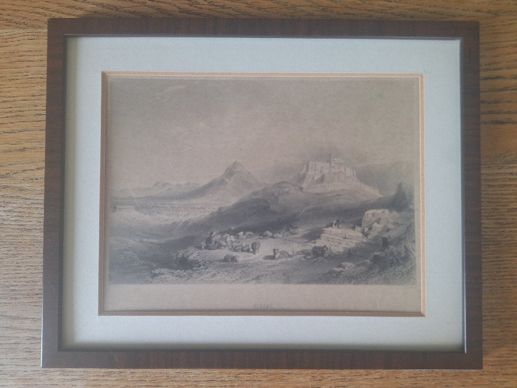 Antieke Prent Athene, Gebruikt, Ophalen of Verzenden, Voor 1940, Prent