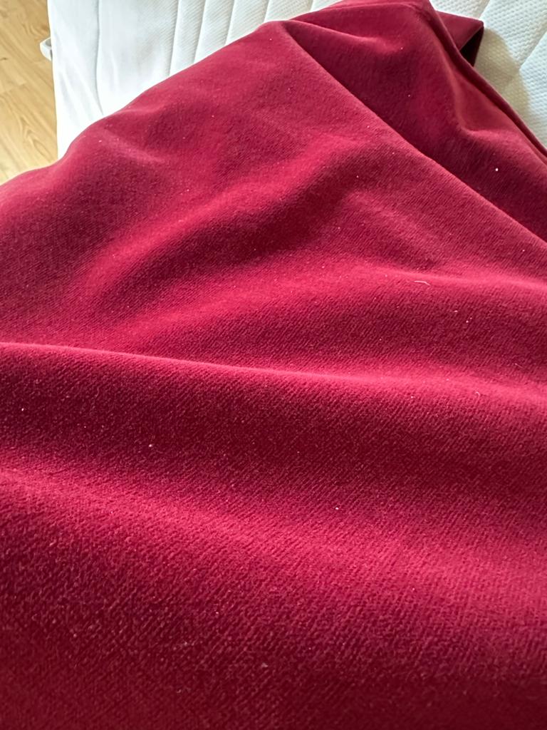 Luxe Velours Gordijnen - Dieprood, Gebruikt, 120 cm of meer, Ophalen of Verzenden, Katoen