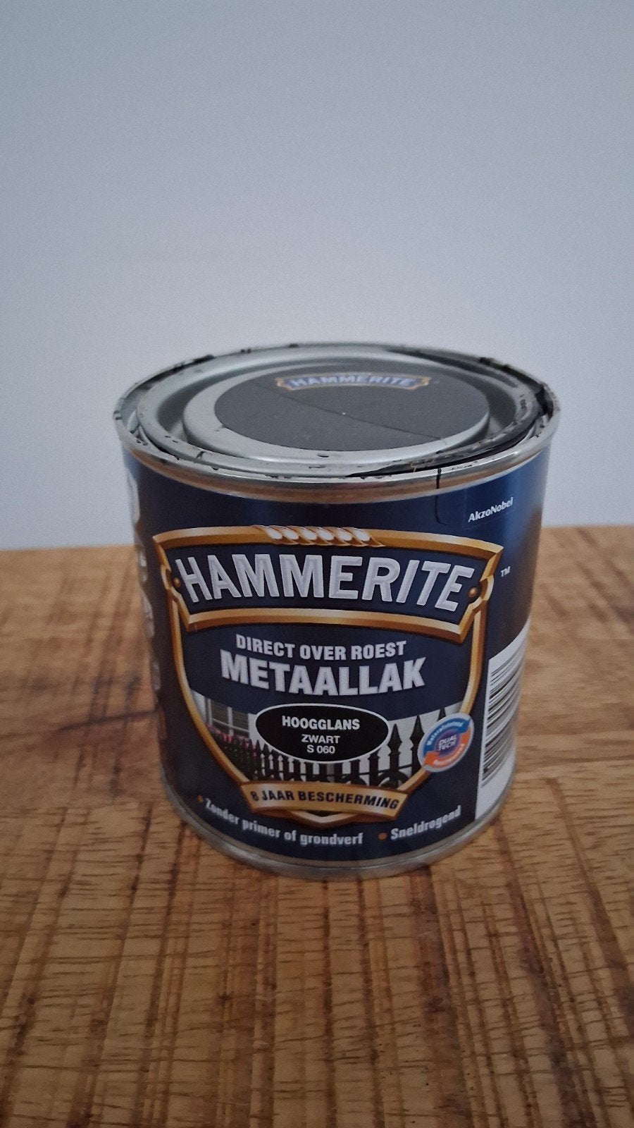 Hammerite Metaallak Hoogglans Zwart S060 - 250ml, Doe-het-zelf en Verbouw, Verf, Beits en Lak, Ophalen, Zwart, Zo goed als nieuw