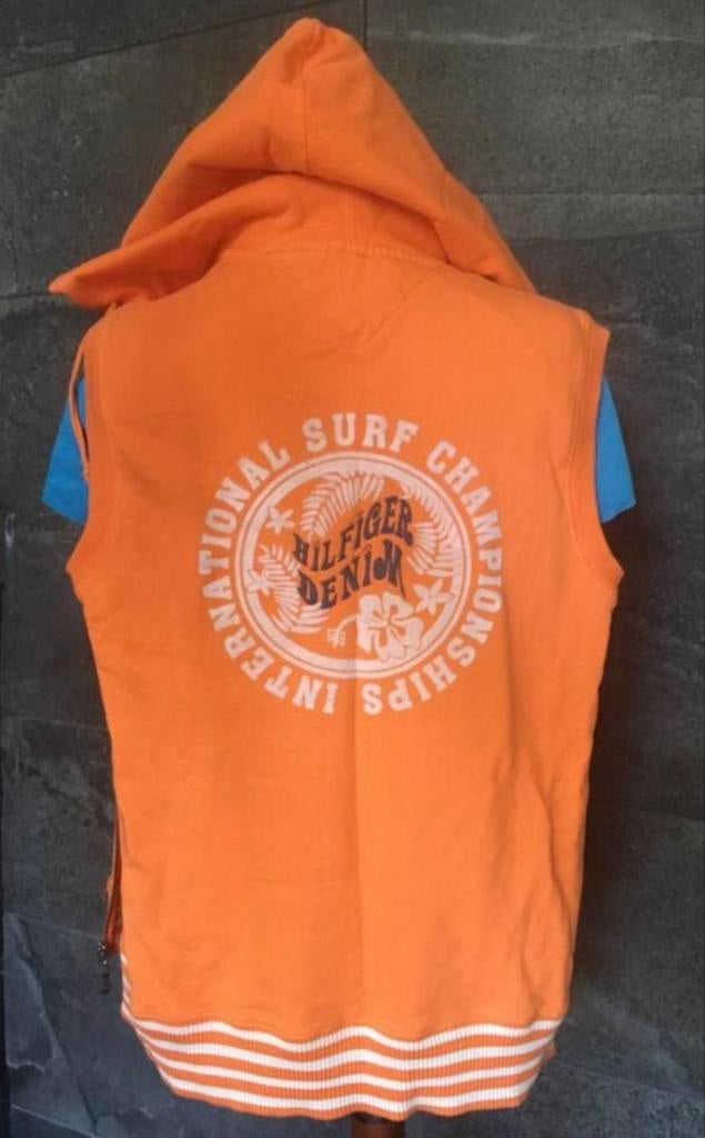Oranje Tommy Hilfiger Denim bodywarmer surfcampioen hoodie, Maat 48/50 (M), Overige typen, Nieuw, Oranje