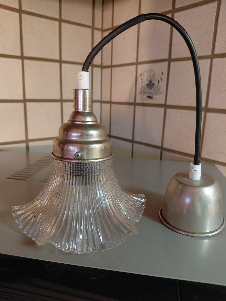vintage glazen prismatische lampenkap – holofaan – holophane, Antiek en Kunst, Ophalen of Verzenden