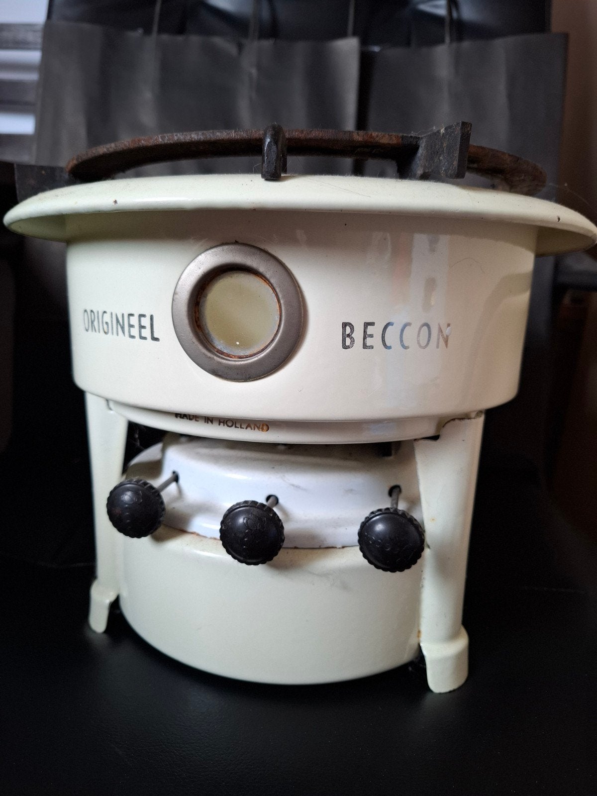 Origineel Beccon Petroleumstel - Vintage Kooktoestel, Antiek en Kunst, Antiek | Emaille, Ophalen