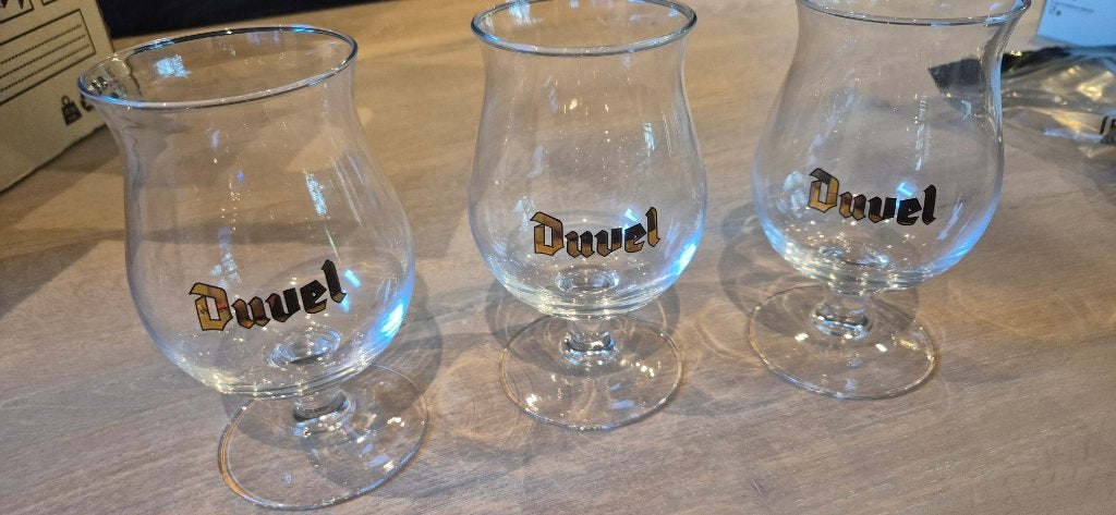 Duvel bierglas 3 stuks, Verzamelen, Ophalen of Verzenden, Gebruikt, Glas of Glazen, Duvel